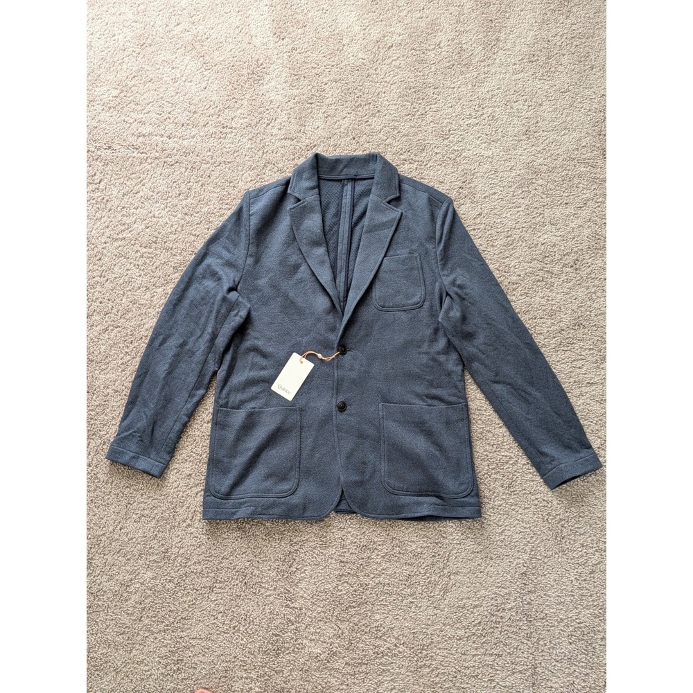 NWT Quince Organic Cotton Unstructured Terry Blazer Mens Medium Heather Navy NWT